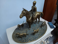 Vintage Brass Horse and Hounds with base RARE. Weighs approxiamately 8kg