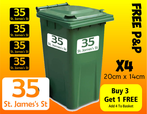Wheelie bin numbers custom - x4,