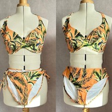 Freya birds in paradise palm print 34GG bikini top & x2 bottoms tie side & brief