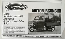 VECCHIA PUBBLICITA' MOTOFURGONCINI EMPOLINI MOTOCARRO MILANO