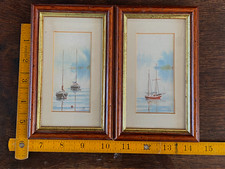 Miniature Nautical Watercolours by Peter Basham Isle of Wight
