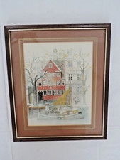 MAD STAGE ART PRINT  - Danish Artist - City Scene & Framed - Good Condition