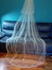 Ivory 2 tier chapel length veil with comb slide sequined scrolled edge V531