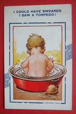 BAMFORTH Comic D TEMPEST BOY IN TIN BATH SWEAR I SAW A TORPEDO BATH TIME SPONGE
