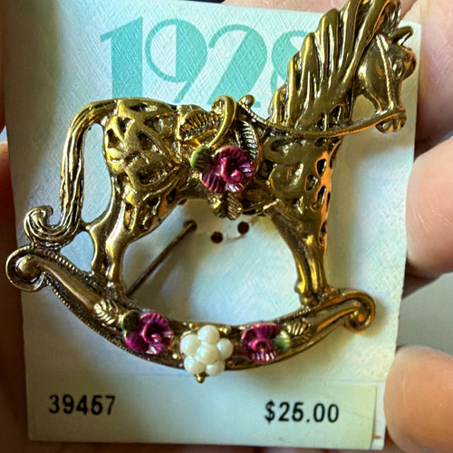 Gold tone metal - gold, horse