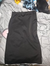 Midi Black Skirt with Slit On One Side Size 12
