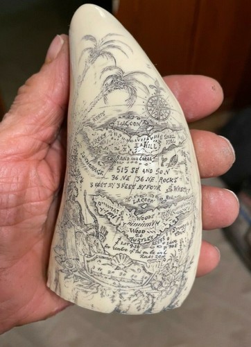 Scrimshaw sperm whale - sperm, tooth