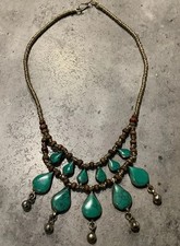 VINTAGE ETHNIC SILVER TURQUOISE KUCHI NECKLACE