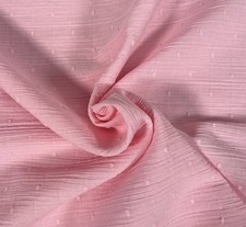 100% COTTON PINK Crinkle DOBBY FABRIC Craft Per Metre Dressmaking