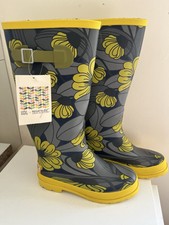 Women's Regatta Orla Kiely High Wellington Boots in Grey and Yellow floral 
