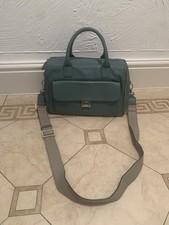 Anya Hindmarch Classic Leather Carker Bag with Canvas Strap Boston Barrel Style