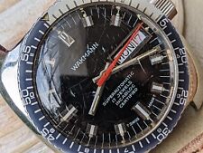 Vintage 1970s Wakmann Day-Date 20 ATM Diver Watch w/Patina,Runs FOR PARTS/REPAIR