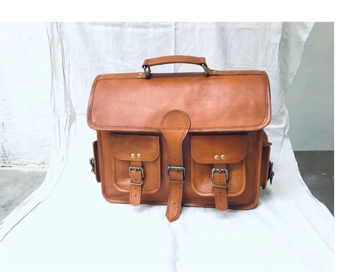 Vintage leather briefcase - leather,