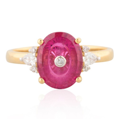 Pink tourmaline and diamond - tourmaline,