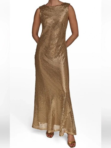 Donna karan gold sequin maxi - donna,