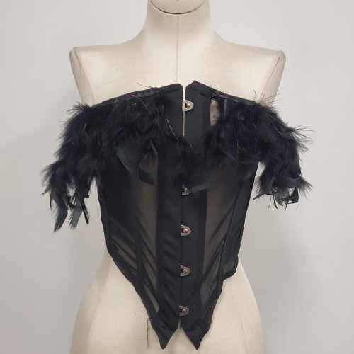 Feather black corset - feather, top