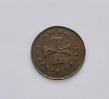 VICTORIAN TOKEN, "GOLDEN CROSS, CHARING CROSS", INITIALS OF "FC" (COACHING INN?)