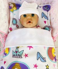 Dolls Pram Cot Bedding Set - Pretty Cinderella Princess BABY ANNABEL