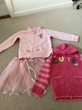 Pretty Pink Net Skirt With Sequins And Two Pink Cardigans Age 3-4