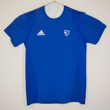 Adidas Men's Blue Team GB Vintage Short Sleeve Vented Training Shirt Medium
