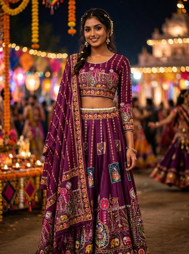 Plum lehenga choli set - lehenga,
