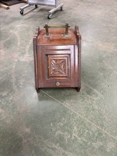 Vintage Wooden Coal Scuttle with Brass Handles