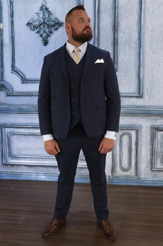 Mens navy pinstripe three - mens,