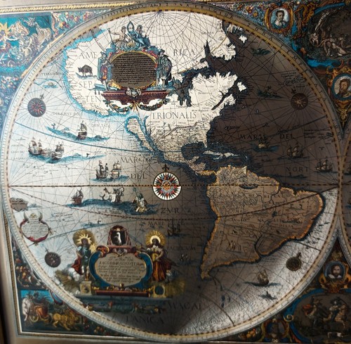 Gold foil blaeu world - world, map