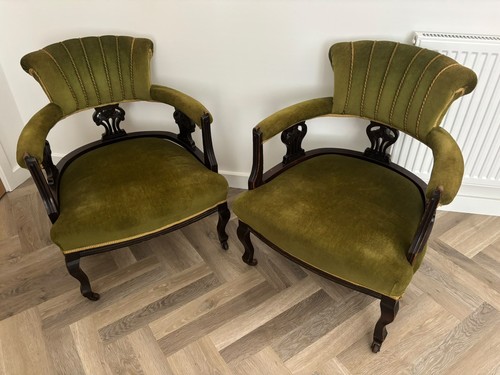 Pair victorian upholstered - pair,
