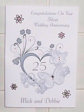 Personalised Congratulations Silver 25th Wedding Anniversary Card