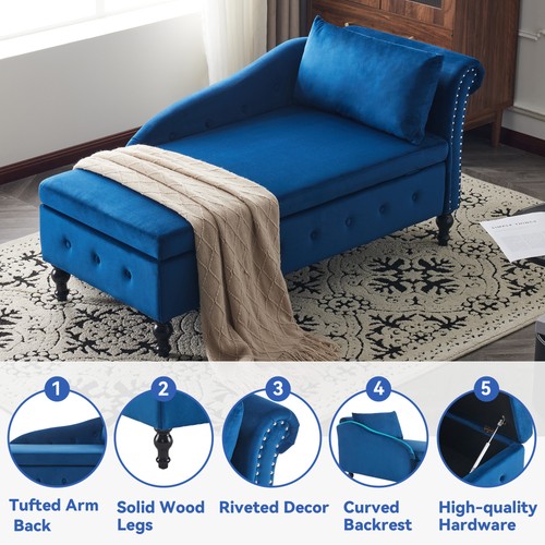 Velvet chaise lounge sofa with - chaise,