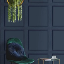 3D Effect Modern Wood Panelling Navy Blue Holden Wallpaper Feature Wall 10m·Roll
