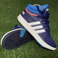 BOYS GIRLS Adidas Hoops 3.0 Mid Blue Boots Trainers UK Size 4.5 (C15)
