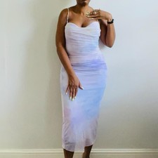 Zara Lilac Tulle Midi Dress -