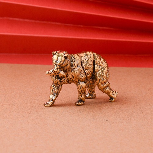 Brass brown bear statue - brass,