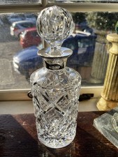 Crystal Decanter With Sterling Silver Collar. Stamped & Markings 1978