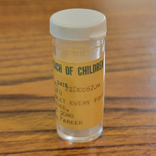 Vintage pill bottle 1967 - 1967, clear