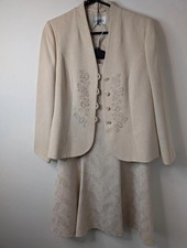 Elegant Eastex Floral Lace Dress and Jacket Set Cream - Size 10 - Wedding Guest 