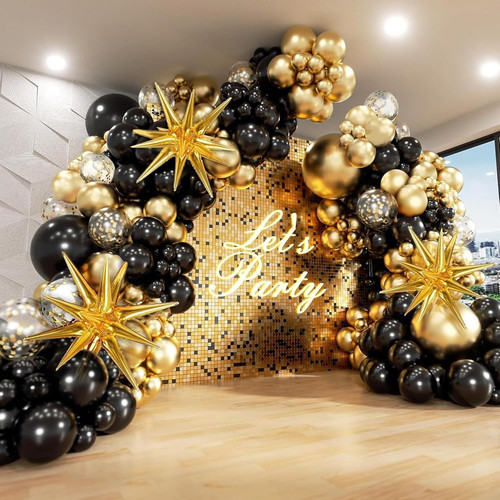 231pcs black and gold balloon - black,