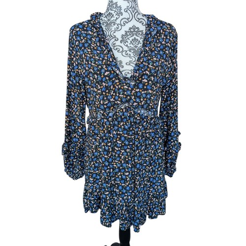 Zara blue floral babydoll mini - babydoll,