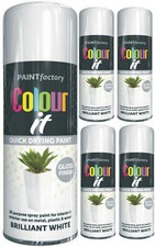 5 x BRILLIANT WHITE GLOSS FINISH SPRAY PAINT COLOUR IT DECORATE WOOD METAL 400ML