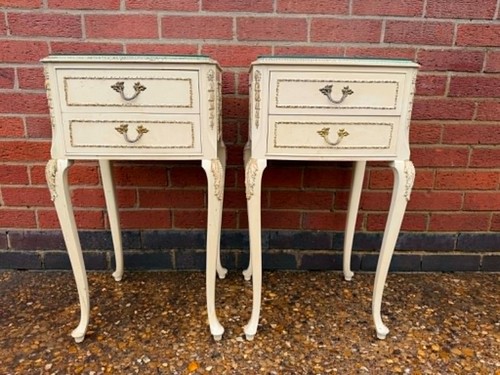 Pair french style bedside - french,