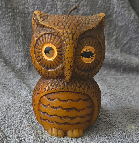 Candle brown owl figurine - candle,