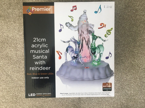 21cm acrylic musical santa - 21cm,