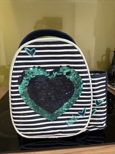 Smash Blue IQ Blue & Green Sequin Heart Anti-Microbial Insulated Lunch Bag - New