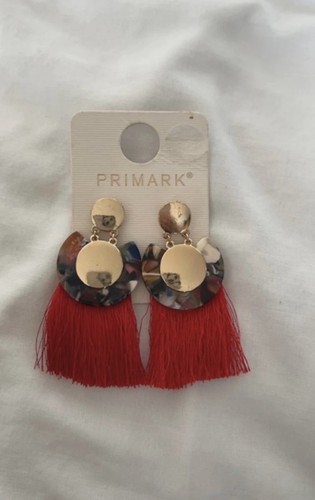 Red tassel earrings - red,