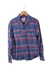 Desperado Shirt Western Men's Medium Multi Button Front Long Sleeves Striped