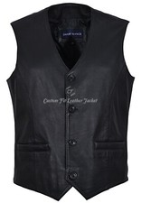 Mens Real Leather Waistcoat Black Napa Party Fashion Classic Designer Vest 5226