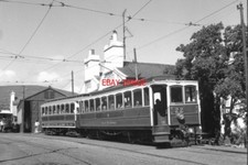 PHOTO  1987 ISLE OF MAN TRAMS LAXEY STATION TRAM CAR NO 22 WITH ENCLOSED TRAILER