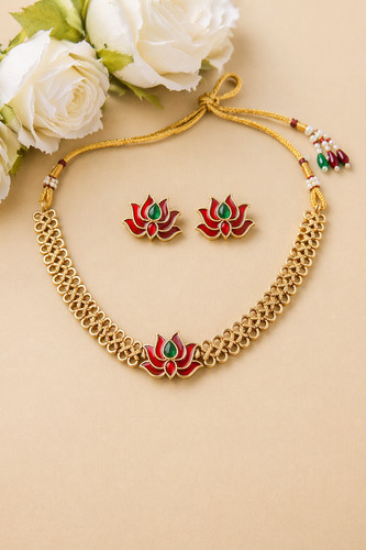 Lotus mala jewellery set - lotus,